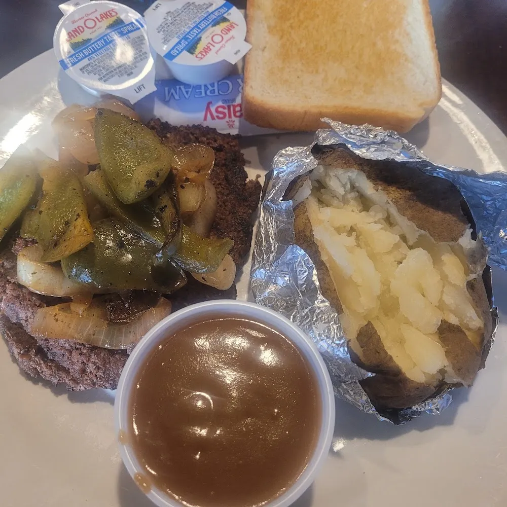 Hamburger Steak with Peppers Onion and Gravy