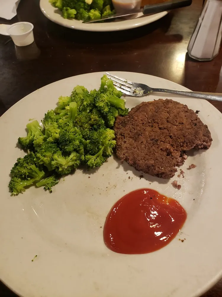 Hamburger Steak with Steamed Broccoli